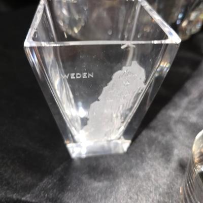 Lot of 6 Heavy Clear Glass Pieces – Modern Geometric Collection