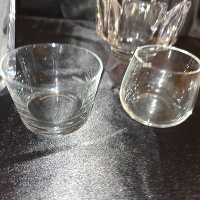 Lot of 6 Heavy Clear Glass Pieces – Modern Geometric Collection
