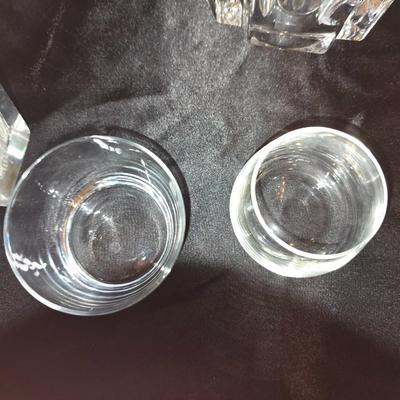 Lot of 6 Heavy Clear Glass Pieces – Modern Geometric Collection
