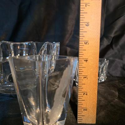 Lot of 6 Heavy Clear Glass Pieces – Modern Geometric Collection