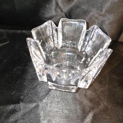 Lot of 6 Heavy Clear Glass Pieces – Modern Geometric Collection