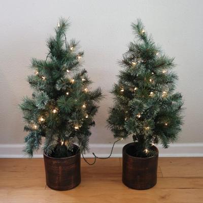 Two 3-Foot Pre-Lit Artificial Christmas Trees