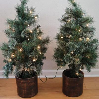 Two 3-Foot Pre-Lit Artificial Christmas Trees
