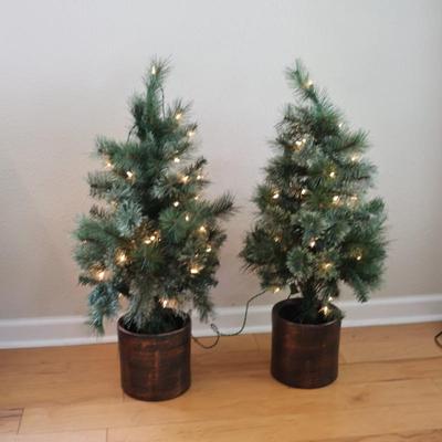 Two 3-Foot Pre-Lit Artificial Christmas Trees