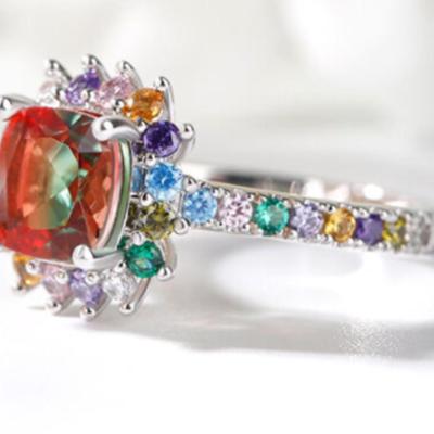 Watermelon Tourmaline & Moissanite Gemstone Ring