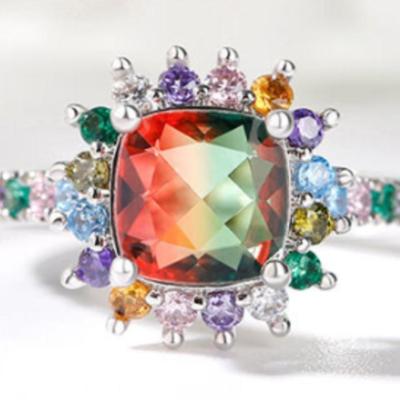 Watermelon Tourmaline & Moissanite Gemstone Ring
