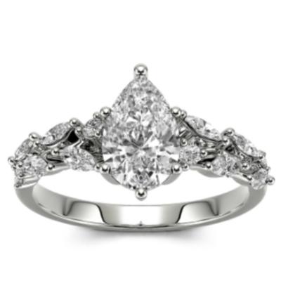 Platinum Plated over 925 Moissanite Pear Cut ring
