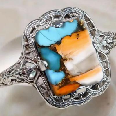 Oyster Turquoise Ring in Silver
