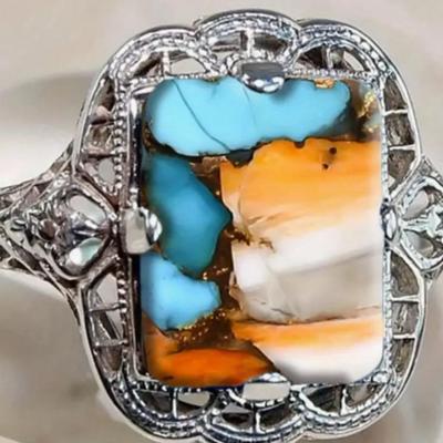 Oyster Turquoise Ring in Silver