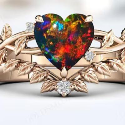 Black Opal Rose Gold Ring 14k