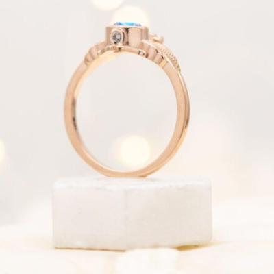 Art Deco Moonstone Engagement Ring Owl Style Wedding Ring