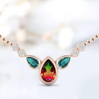 Pear Cut Watermelon Tourmaline Necklace