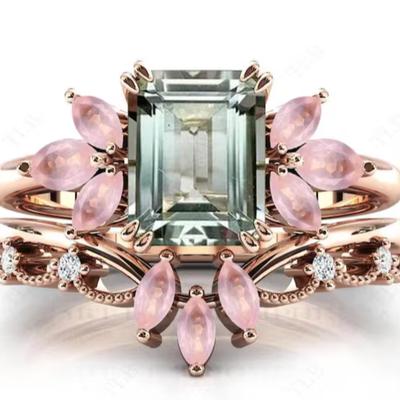 Green Amethyst & Rose Quartz Bridal Set