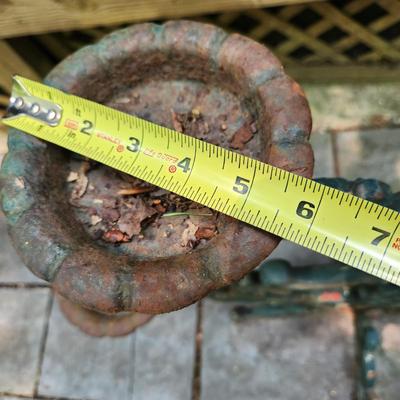 Large Heavy Cast Metal Garden Flower Pot Holder Candle Holder 42" tall 34" wide
