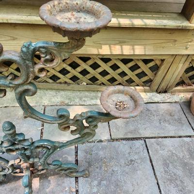 Large Heavy Cast Metal Garden Flower Pot Holder Candle Holder 42" tall 34" wide