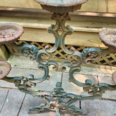 Large Heavy Cast Metal Garden Flower Pot Holder Candle Holder 42" tall 34" wide