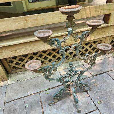 Large Heavy Cast Metal Garden Flower Pot Holder Candle Holder 42" tall 34" wide