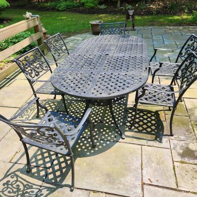 Hanamint Cast Metal Patio Table w 6 Chairs