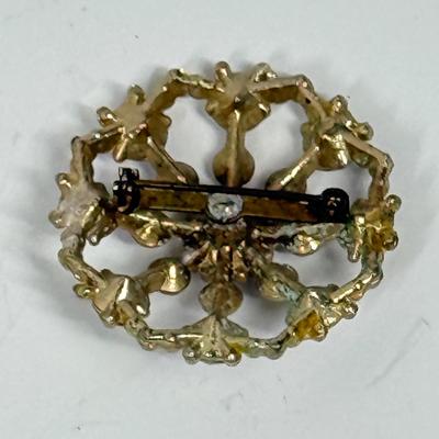 Vintage Gold-tone Fashion Rhinestone 1.5” Lapel Hat Broach Pin