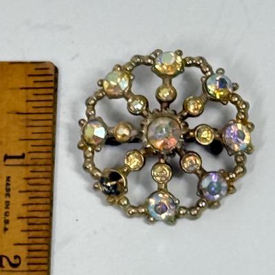 Vintage Gold-tone Fashion Rhinestone 1.5” Lapel Hat Broach Pin