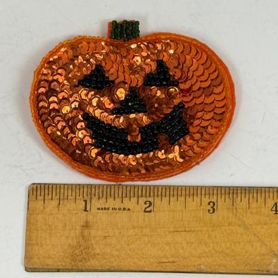 Vintage Sequin Jack O Lantern Pin Brooch