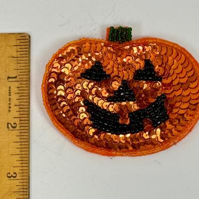 Vintage Sequin Jack O Lantern Pin Brooch