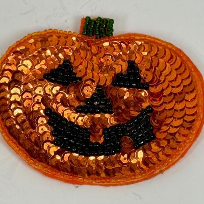 Vintage Sequin Jack O Lantern Pin Brooch