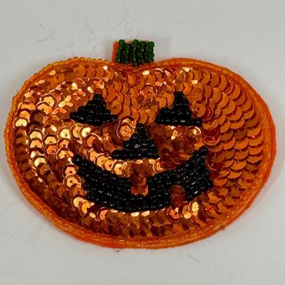 Vintage Sequin Jack O Lantern Pin Brooch