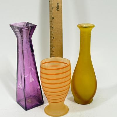 Vintage Colored Glass Flower Vase Lot