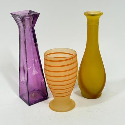 Vintage Colored Glass Flower Vase Lot