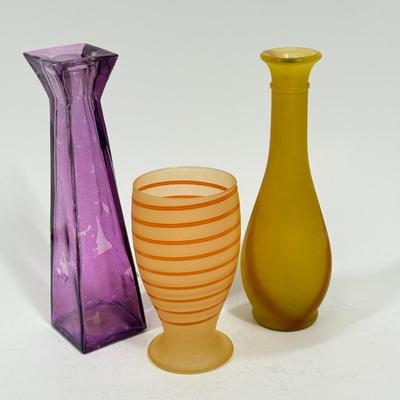 Vintage Colored Glass Flower Vase Lot