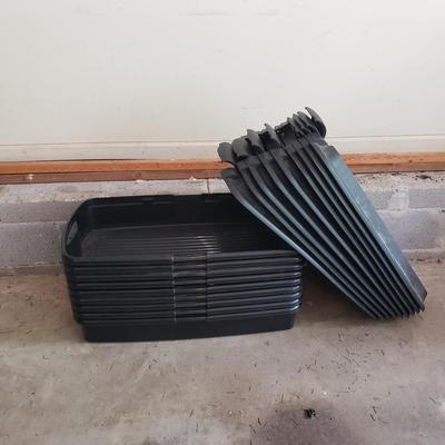 Nine Black Underbed Rolling Storage Bins (G-KD)