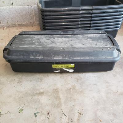 Nine Black Underbed Rolling Storage Bins (G-KD)