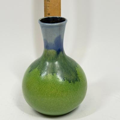 Vintage Saki Server Ceramic Bottle Green Blue Matte Drip Glaze