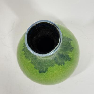 Vintage Saki Server Ceramic Bottle Green Blue Matte Drip Glaze