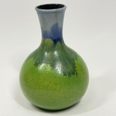 Vintage Saki Server Ceramic Bottle Green Blue Matte Drip Glaze