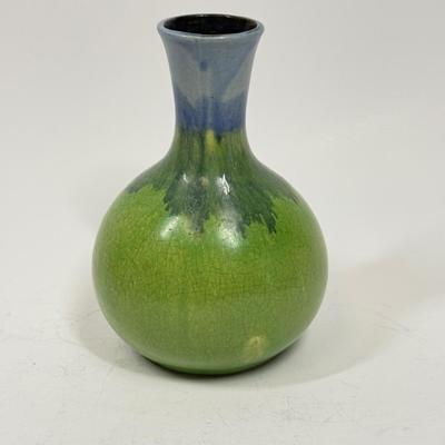 Vintage Saki Server Ceramic Bottle Green Blue Matte Drip Glaze