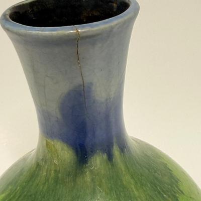 Vintage Saki Server Ceramic Bottle Green Blue Matte Drip Glaze