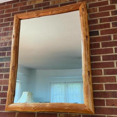 Large Rustic Raw Wood Mirror 34"x45"