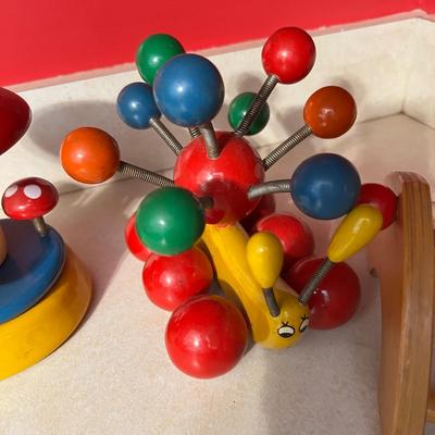 4 Vintage Wood Toys - Kouvalias, Musical Windup