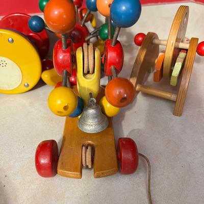 4 Vintage Wood Toys - Kouvalias, Musical Windup