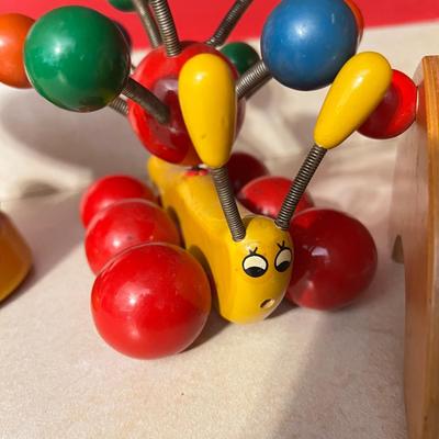 4 Vintage Wood Toys - Kouvalias, Musical Windup