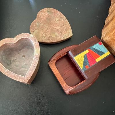 Mixed Trinket Box Collection - Wood, Glass, Ceramic, Stone