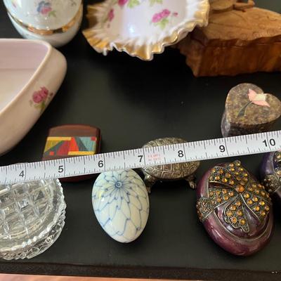 Mixed Trinket Box Collection - Wood, Glass, Ceramic, Stone