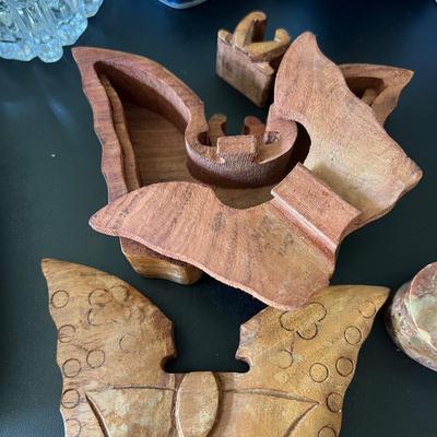 Mixed Trinket Box Collection - Wood, Glass, Ceramic, Stone