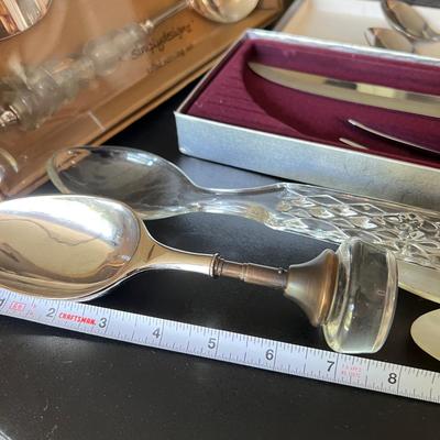 Formal Serving Utensils Lot - Silver Plated, Mother of Pearl, Glass