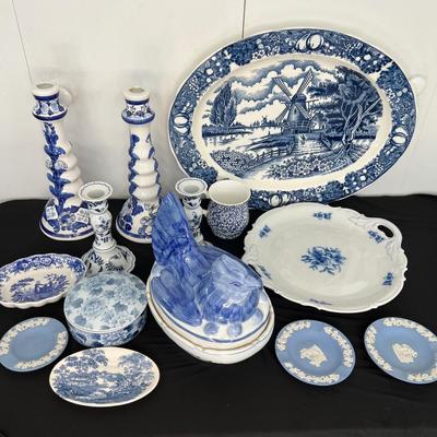 Blue and White Ceramic Lot - Blue Danube, Spode, Royal Staffordshire, Wedgwood