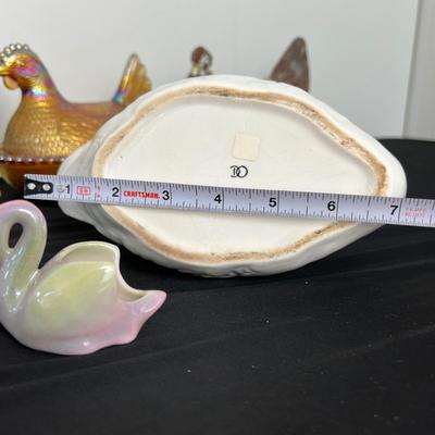 Animal Figurines Lot - Carnival Glass, Wood, Porcelain, Pewter