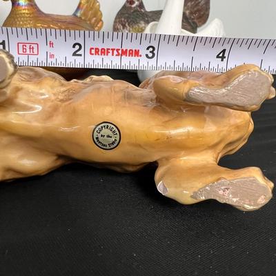 Animal Figurines Lot - Carnival Glass, Wood, Porcelain, Pewter