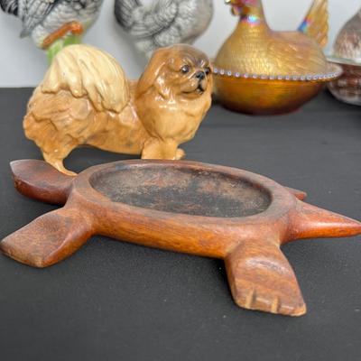 Animal Figurines Lot - Carnival Glass, Wood, Porcelain, Pewter